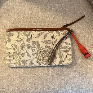 Lucky Brand Cream and Brown Floral Clutch